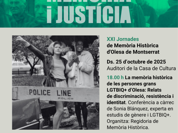 Conferència "La memòria històrica de les persones grans LGTBIQ+ d'Olesa"