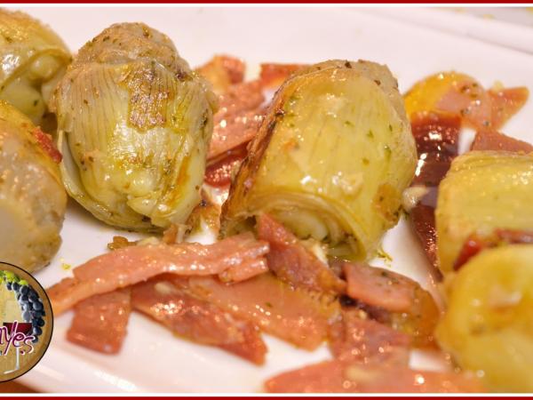 Cors de carxofes Prat saltejats amb pernil ibèric i foie