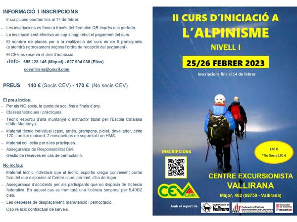 II CURS D’INICIACIÓ A L’ALPINISME -  NIVELL I 