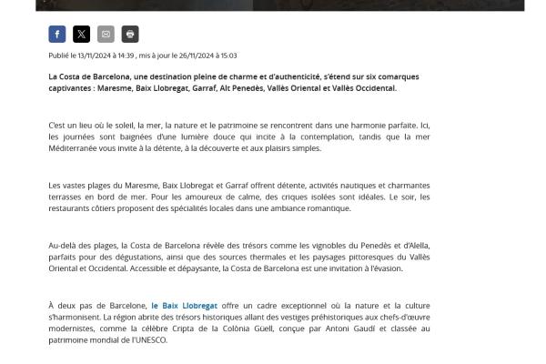 El Baix Llobregat, destinació destacada als mitjans francesos