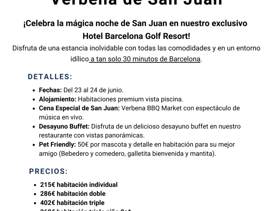 Nit màgica de Sant Joan a l'hotel Barcelona Golf Resort