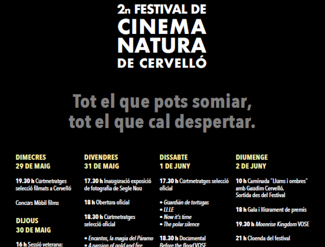 Cartell programació 2n Festival de Cinema Natura