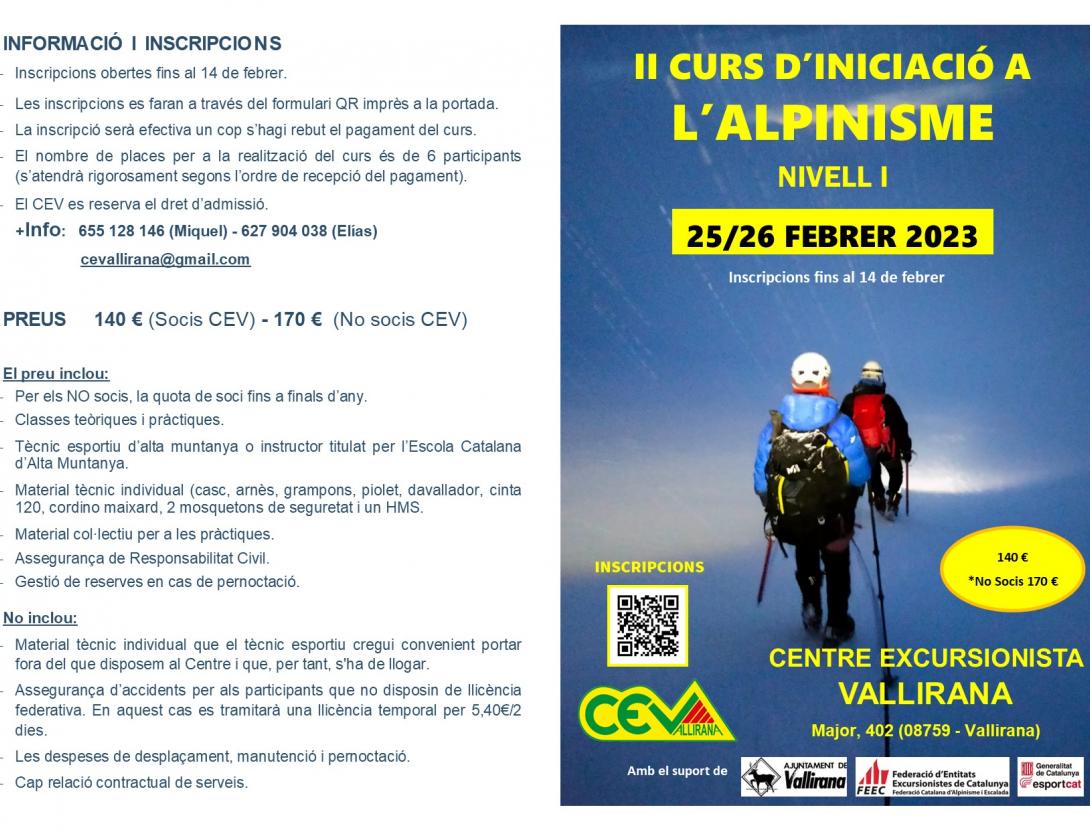 II CURS D’INICIACIÓ A L’ALPINISME -  NIVELL I