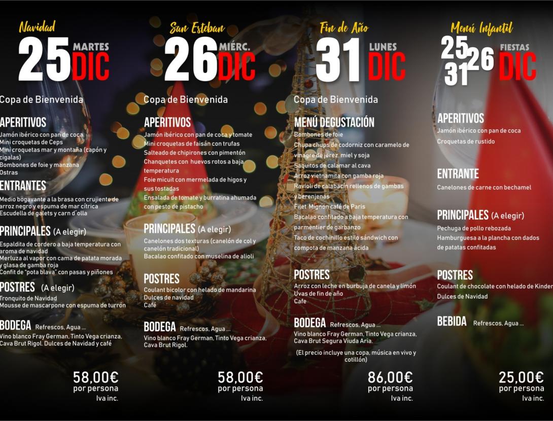 Menús de dinars nadal i sopar de cap d'any