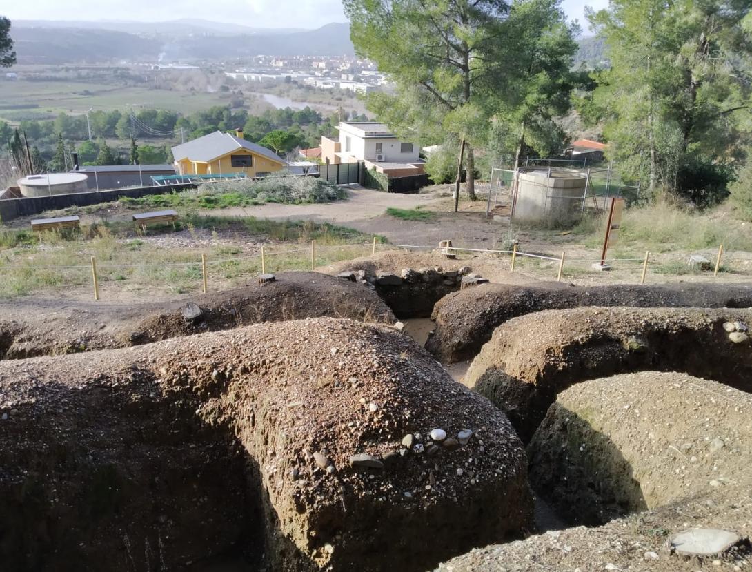 Vista de les trinxeres de la Guerra Civil del bosc de Sant Miquel d'Abrera